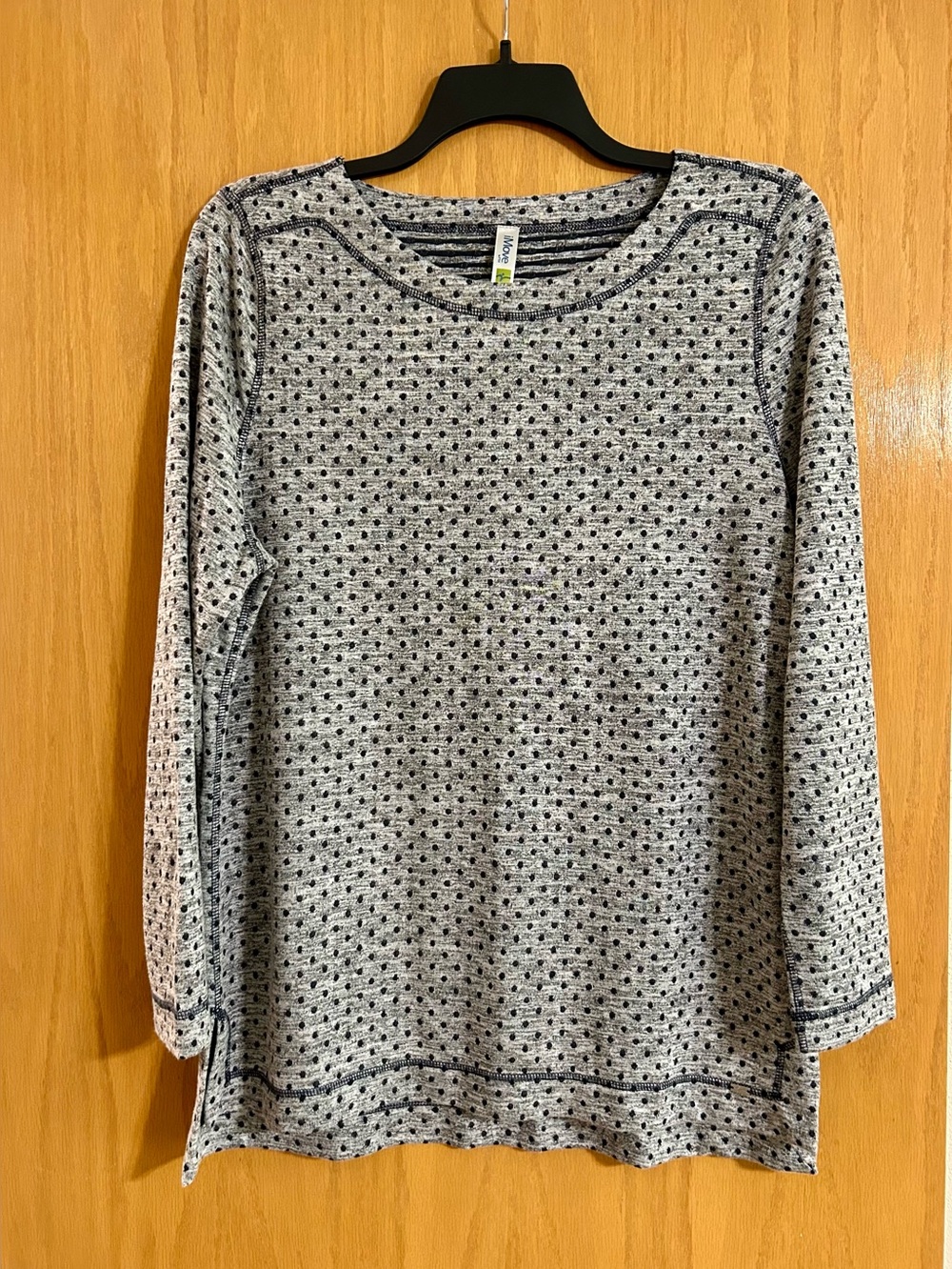 XL Lightweight Navy Blue & Grey Patterned Long-Sleeve Knit Top